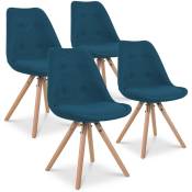 Intensedeco - Lot de 4 chaises scandinaves Frida tissu bleu canard - Bleu canard