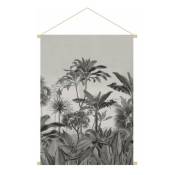 Kakémono tableau en toile suspendue forêt tropicale noir et blanc L40 x H60 cm borneo - Gris