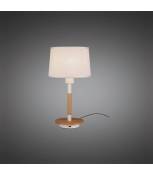 Lampe de Table Nordica II avec USB Socket, 1x23W E27, blanc/hêtre avec Abat jour blanc