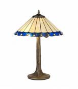 Lampe de table Tiffany Calais 2 Ampoules Bleu 25 Cm