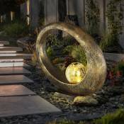 Lampe solaire de décoration de jardin pour décoration extérieure Lampe solaire de table de jardin pour balcon, boule de verre en forme d'anneau or,