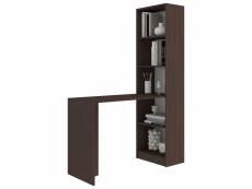 Merak - bureau réversible avec bibliothèque bureau/salon - 125x180x50 cm - meuble rangement gain de place - bureau compacte - wenge