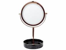 Miroir de table or rose et noir à led ø 26 cm savoie 368136