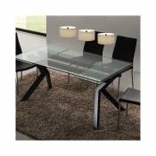 Nouvomeuble Table en verre extensible taupe design