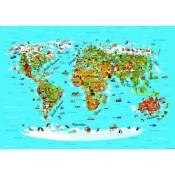 Papier peint panoramique carte du monde pour enfants