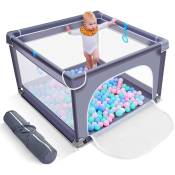 Parc d'enfant cloture de jeu Parc bébé aire de jeux avec mesh respirant intérieur extérieur 300D 90x90cm Gris