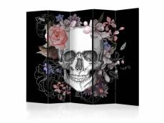Paris prix - paravent 5 volets "skull & flowers" 172x225cm