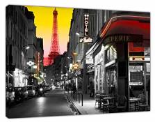 Paris Street Eiffel Tower Impression sur toile encadrée