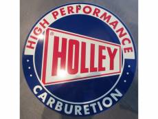 "plaque alu holley ronde carburetion high performance tole metal garage huile pompe à essence"