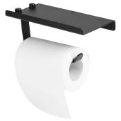 Porte-papier hygiénique en aluminium pour salle de bain, avec étagère pour téléphone, accessoires muraux, couleur noire