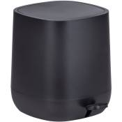 Poubelle à pédale design Davos avec frein de chute easy close, Petite poubelle salle de bain 5L, Plastique, 23,5x26x27,5 x cm, noir - Wenko