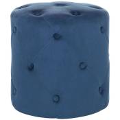 Pouf de Forme Cylindrique type Chesterfield fabriqué en Velours Synthétique Bleu Foncé pour Salon ou Chambre Moderne Beliani