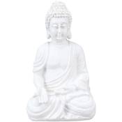 Relaxdays - Statue de Bouddha assis, résistante aux intempéries et au gel, pour jardin et salon, 17,5 cm, blanc