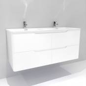 Sanitaire - Meuble double vasque luna Blanc brillant 120cm sans miroir