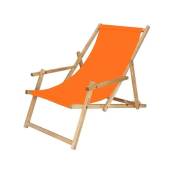 Springos - Chaise longue pliante de jardin imperméable avec accoudoirs orange - arancione