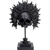 Statuette crâne avec couronne en polyrésine noire