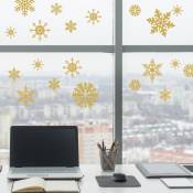 Stickers Noël électrostatiques, 29,7 cm x 21 cm, étoiles jaunes scintillantes, décoration vitre, décoratifs intérieurs - Jaune / doré
