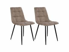 Strib - lot de 2 chaises tissu marron et piétement acier