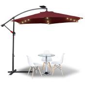 Swanew - 300cm Parasol- parasol jardin, parasol deporté, parasol de balcon avec éclairage LED,rouge - rouge