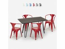 Table 120x160 + 4 chaises style industriel tolix cuisine et bar wismar