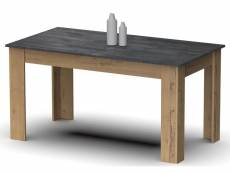 Table à manger extensible en aggloméré et mélamine chêne effet marbre - longueur 140-195 x profondeur 80 x hauteur 77 cm