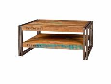 Table basse en bois carrée 80 cm - industry - l 80 x l 80 x h 35 - neuf