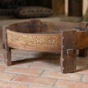 Table basse ronde indienne bout de canapé en bois