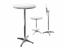 Table bistro haute bar aluminium réglage hauteur pliable 74/114cm diamètre 60 cm salon helloshop26 16_0002489