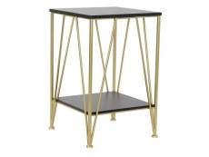 Table d'appoint en bois noir et métal doré - longueur 41 x profondeur 41 x hauteur 63,5 cm
