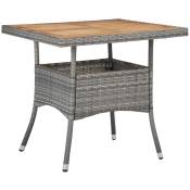 Table d'extérieur Gris Résine tressée et bois d'acacia solide, 80 x 80 x 75 cm - 80 x 80 x 75 cm