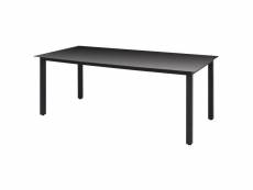 Table de jardin noir 190 x 90 x 74 cm aluminium et verre 42789
