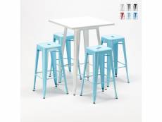 Table haute + 4 tabourets design tolix industriel de bars union square