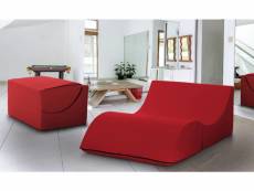 Talamo italia pouf clever double, 100% made in italy, pouf convertible en chaise longue en éco-cuir, cm 100x200h70, couleur rouge 8052773512527