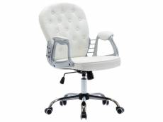 Vidaxl chaise de bureau pivotante blanc similicuir 289362