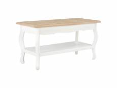Vidaxl table basse blanc et marron 87,5x42x44 cm bois de pin massif 280023