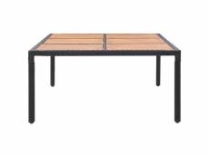 Vidaxl table de jardin noir 200x150x74 cm résine tressée