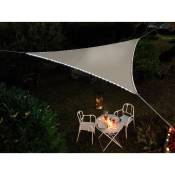 Voile d'ombrage triangulaire Leds solaires Taupe + Adaptateur Jardiline