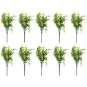 10 Faisceaux Fleurs de Lavande Artificielles en Plein Air Fausses Plantes Faux Plastique RéSistant Aux uv Fleurs pour la Jardin Jaune