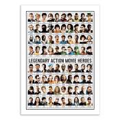 Affiche 50x70 cm - Legendary Action Movie Heroes - Olivier Bourdereau