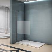 Aica Sanitaire - Paroi de douche 100x200 cm verre satiné au central paroi de douche à l'italienne verre anticalcaire avec