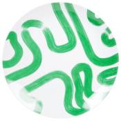 Assiette plate en porcelaine motifs graphiques verts