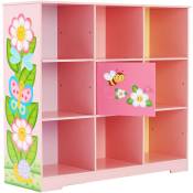 Bibliothèque enfant étagère de rangement petit placard central avec hauteur ajustable Fantasy Fields TD-13210B - Rose