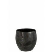 Cache pot antique en ceramique noir de grande taille
