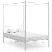 Cadre de lit à baldaquin Blanc Métal 120x200 cm