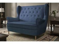 Canapé 2 places en tissu de catégorie luxe, bleu - arnaud