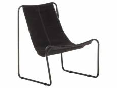 Chaise de relaxation noir cuir véritable