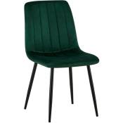 Chaise de salle à manger Dijon avec Piètement en métal noir Velours Vert