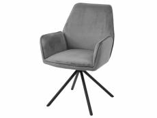 Chaise de salle à manger hwc-g67, chaise de cuisine, pivotante, auto-position ~ velours, gris foncé