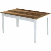 Cotecosy - Table de salle à manger avec rangement Fiorita 145cm Blanc et Bois foncé - Bois foncé