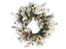 Couronne de Noël LED effet neige ⌀ 55 cm blanc